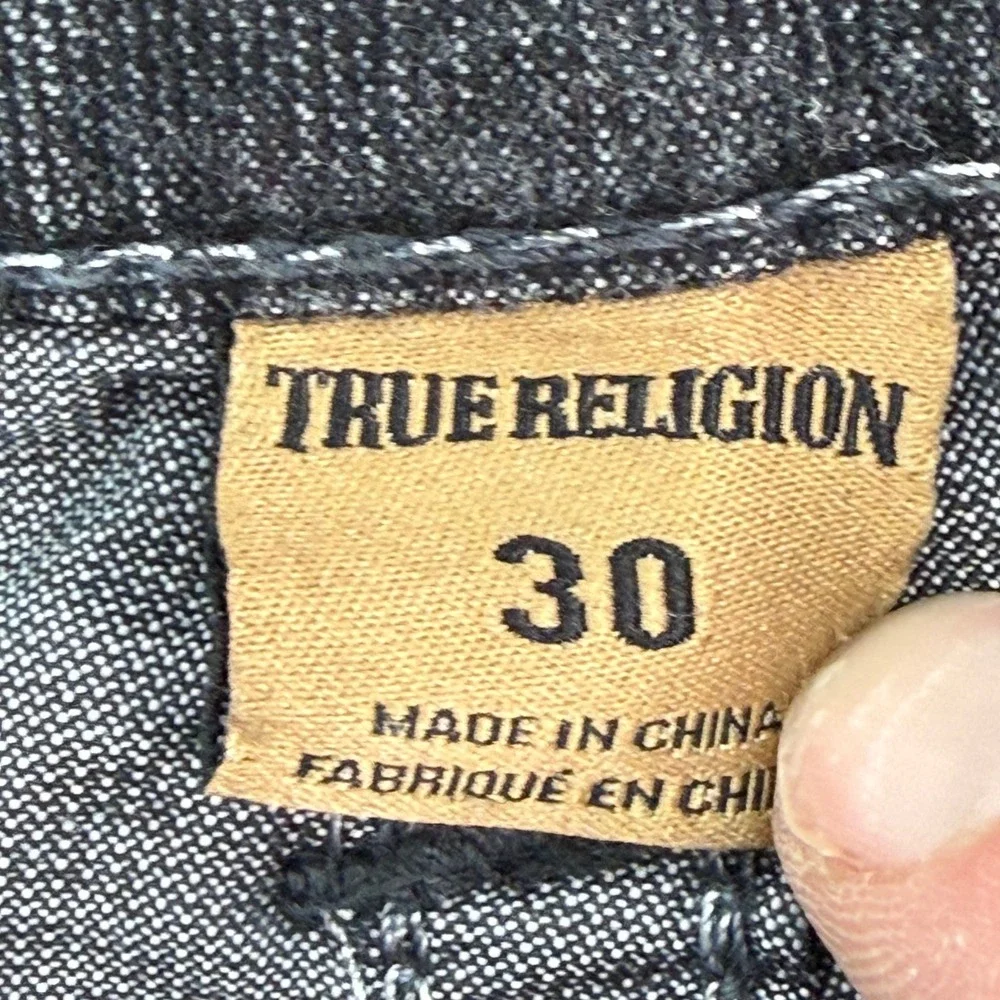 True Religion Ricky Jeans Mens 30 Black Relaxed Straight Flap Pocket Corduroy